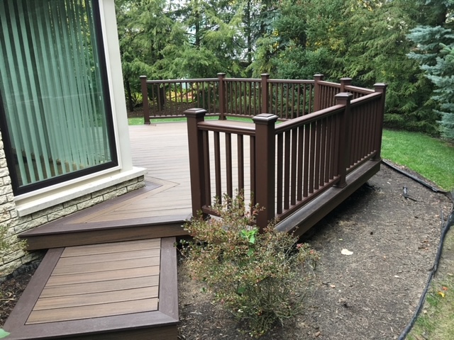 Close-up surface level view of deck planking installation
