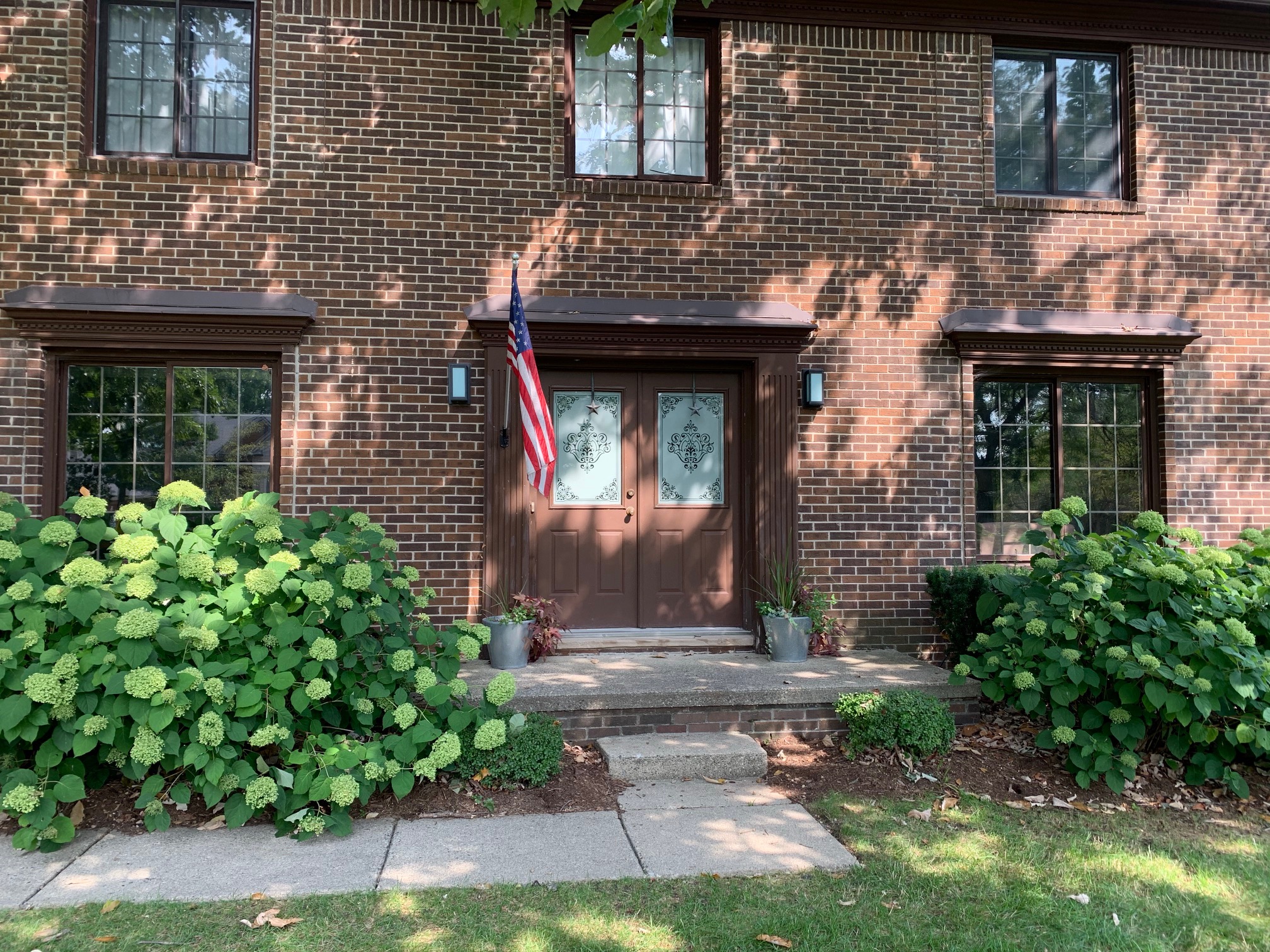 Old brown front door before replacement