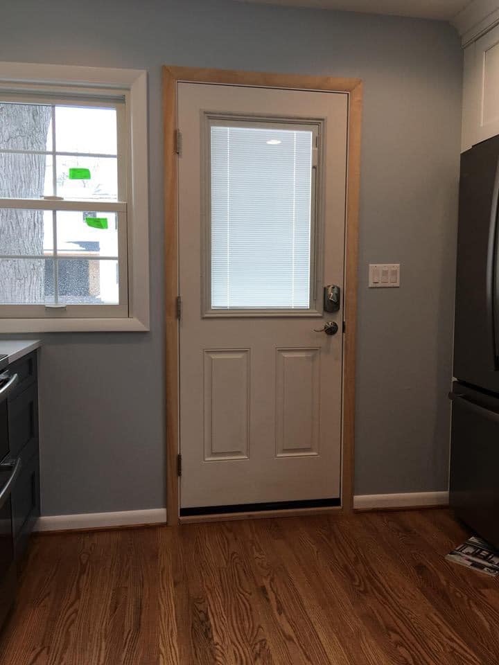 Interior view of a custom front door installation