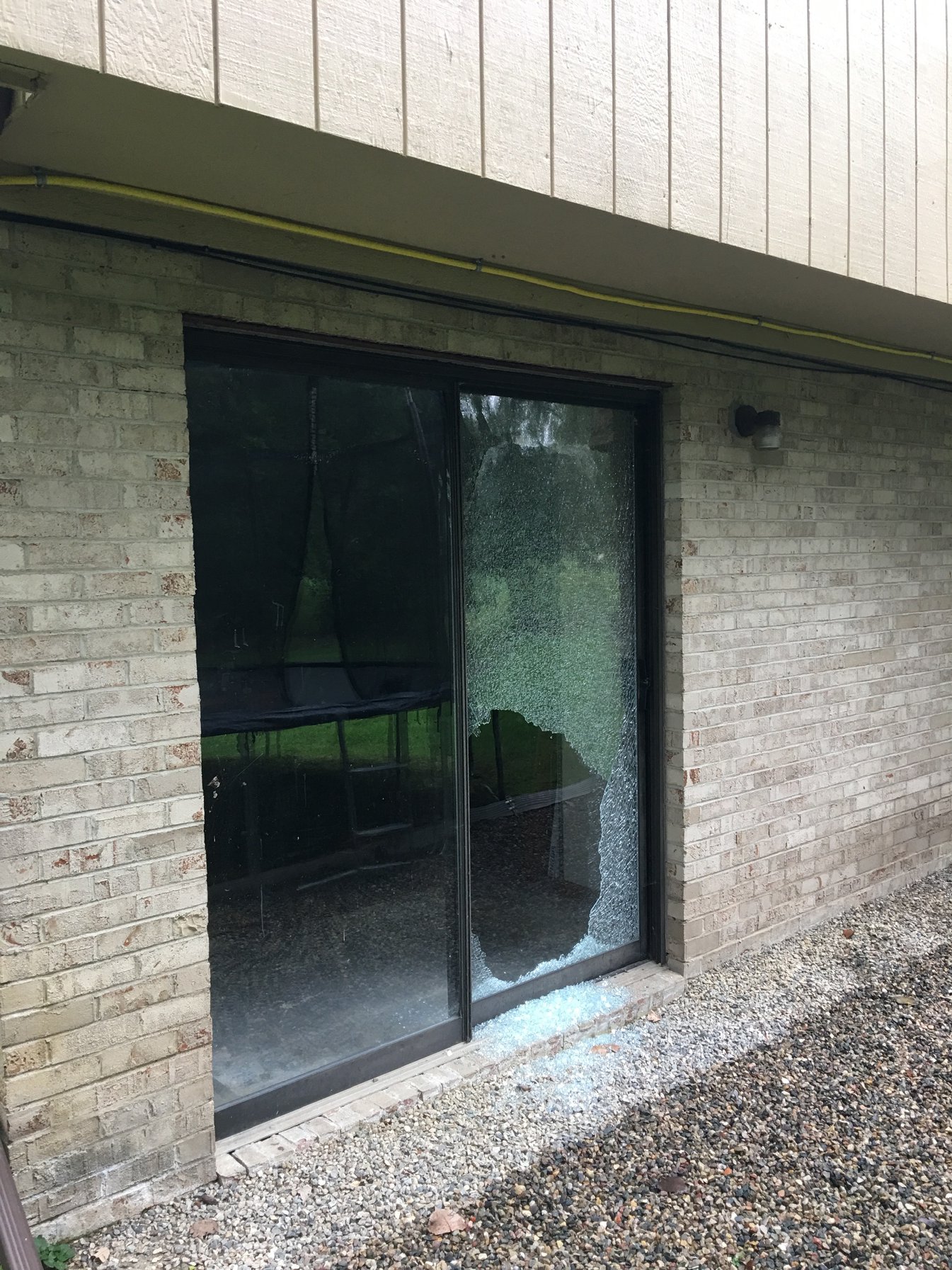 Old sliding patio door before replacement